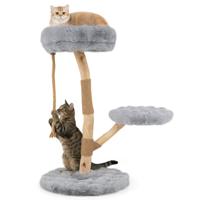 Krabpaal Moderne Houten Krabpaal Met Zitplaatsen Luxe Kattenhuis Klimrek Voor Binnenkatten-Donkergrijs