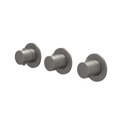 Afbouwdeel IVY Bond Inbouwthermostaat 2 Stopkranen Symmetry Met Ronde Rozetten Geborsteld Metal Black PVD