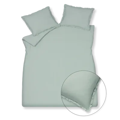 Vandyck pure 83 percale ruffle pearl blue dekbedovertrek