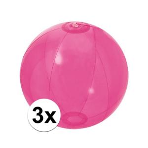 Strandbal - 3x - roze - opblaasbare bal - 30 cm - strandspeelgoed