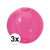 Strandbal - 3x - roze - opblaasbare bal - 30 cm - strandspeelgoed