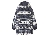 Pluche kersthoodie (Donkerblauw/wit, S/M)