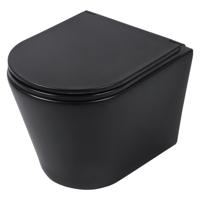Differnz wand toilet rimless met zitting keramiek mat zwart 51.5 x 36.5 x 35.5 cm