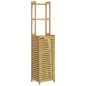 HOMCOM Badkamerrek Badrek, 3 planken, 1 kast, 38,5 cm x 33 cm x 170 cm, Natuurlijk