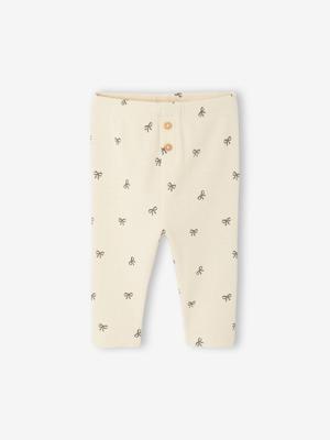 Effen geribbelde legging voor baby vanille