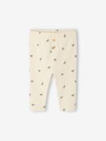 Effen geribbelde legging voor baby vanille