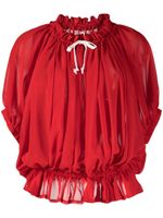 Comme Des Garçons transparent blouse froncée à nœud contrastant - Rouge