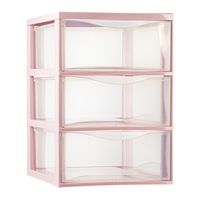 Ladeblokje/bureau organizer met 3x lades - transparant/roze - L26 x B37 x H37 cm - plastic