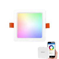 Wifi set met 1 tot 4 RGBWW led vierkante downlights 9 watt
