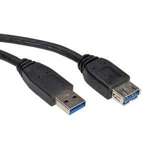 ROLINE USB 3.2 Gen 1 Kabel, type A-A, M/F, zwart, 1,8 m