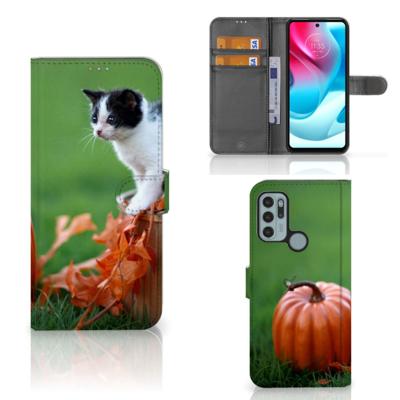 Motorola Moto G60s | Telefoonhoesje | Met pasjeshouder | Kitten