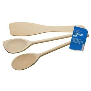 KitchenCraft - Set van 2x 3 houten lepels / keukengerei - Kitchen Craft