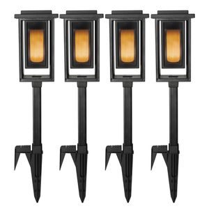 4x Solar Fakkel Tuinlamp Zwart