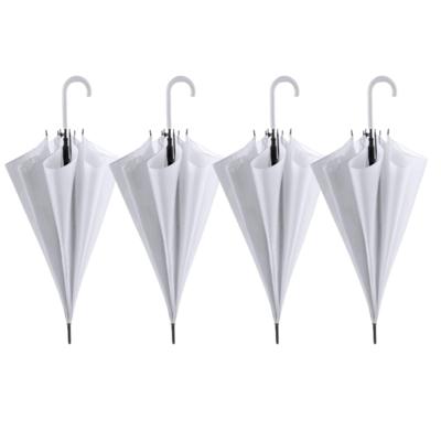 Bruiloft paraplu bruid/bruidegom - 4x - wit - kunststof handvat - dia 107 cm