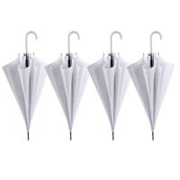 Bruiloft paraplu bruid/bruidegom - 4x - wit - kunststof handvat - dia 107 cm
