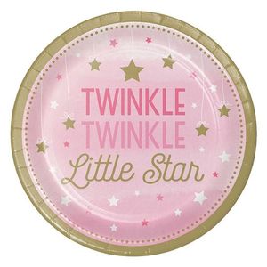 Bordjes Twinkle Little Star Roze - 8 Stuks