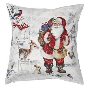 Clayre & Eef Kussenhoes 45x45 cm Wit Polyester Vierkant Kerstman