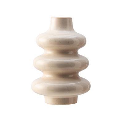 Leen Bakker - Vaas Liz - Naturel - 24xØ16 Cm - Keramiek - Wit#Beige