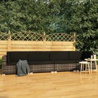 4-delige Loungeset met kussens poly rattan grijs