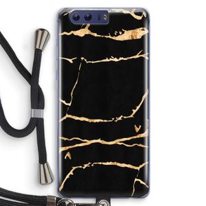 Gouden marmer: Honor 9 Transparant Hoesje met koord