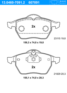 Remblokkenset, schijfrem ATE, u.a. für Opel, Saab, Vauxhall