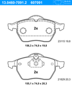 Remblokkenset, schijfrem ATE, u.a. fÃ¼r Opel, Saab, Vauxhall