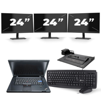 Lenovo ThinkPad L512 - Intel Core i3-1e Generatie - 15 inch - 8GB RAM - 240GB SSD - Windows 10 + 3x 24 inch Monitor