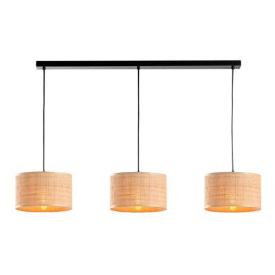 Leen Bakker - Hanglamp Romana - 3-lichts - Naturel - 120x115 Cm - Rotan - Zwart#Beige
