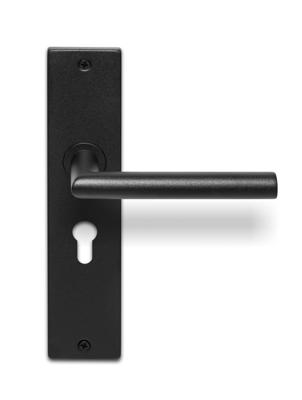Deurklink Uno zwart basis op langschild PC55