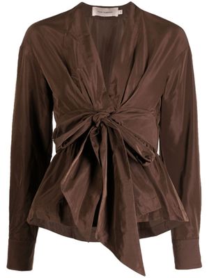Silvia Tcherassi Blouse met striksluiting - Bruin Silvia Tcherassi Blouse met striksluiting - Bruin