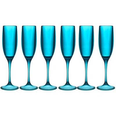 Home Deco Factory Champagneglas - 6x - 13 cl - blauw - kunststof - vaatwasserbestendig