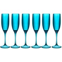 Home Deco Factory Champagneglas - 6x - 13 cl - blauw - kunststof - vaatwasserbestendig