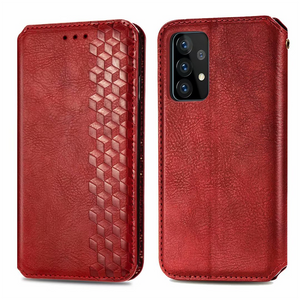 Samsung Galaxy S23 Ultra hoesje - Bookcase - Pasjeshouder - Portemonnee - Diamantpatroon - Kunstleer - Rood