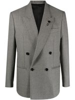 Lardini micro-dot double-breasted wool blazer - Noir - thumbnail