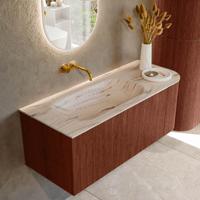 Badmeubel Mondiaz Kurve-Dlux | 115 cm | Meubelkleur Ruby | Wastafelkleur Nata | Solid surface | Wasbak linker zijde spoelbak | Zonder kraangat(en) Badmeubel Mondiaz Kurve-Dlux | 115 cm | Meubelkleur Ruby | Wastafelkleur Nata | Solid surface | Wasbak linker zijde spoelbak | Zonder kraangat(en)