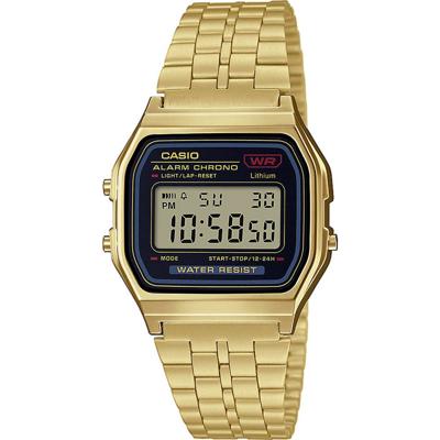Casio A159WGEA-1EF Horloge Kwarts (l x b x h) 36.8 x 32.2 x 8.2 mm Goud Materiaal (behuizing): Hars Materiaal (armband): RVS