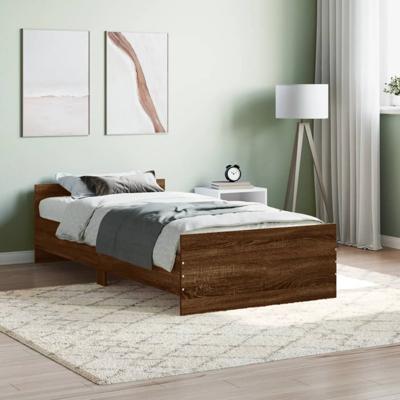 Bedframe bewerkt hout bruin eikenkleur 90x190 cm