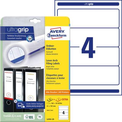 Avery-Zweckform Ordneretiketten L4761-25 61 x 192 mm Papier Wit Permanent hechtend 120 stuk(s)
