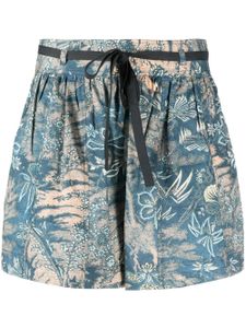 Ulla Johnson short ceinturé à fleurs - Bleu