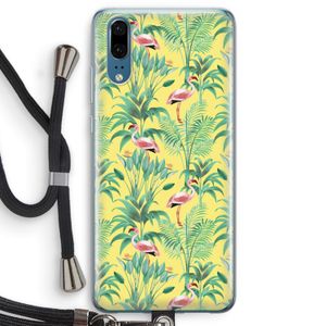 Flamingo party: Huawei P20 Transparant Hoesje met koord