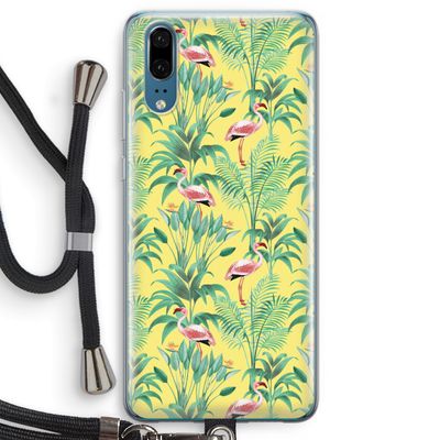 Flamingo party: Huawei P20 Transparant Hoesje met koord