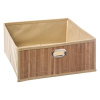 Opbergmand/kastmand 13 liter beige linnen/bamboe 31 x 15 x 31 cm   -