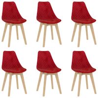 Vidaxl Eetkamerstoelen 6 St Fluweel Rood - thumbnail