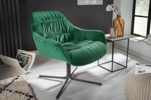 Draaifauteuil BIG DUTCH smaragdgroen fluweel met armleuningen retrostijl - 40011