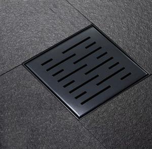Wiesbaden doucheput met flens en zijafvoer 20x20 cm zwart mat