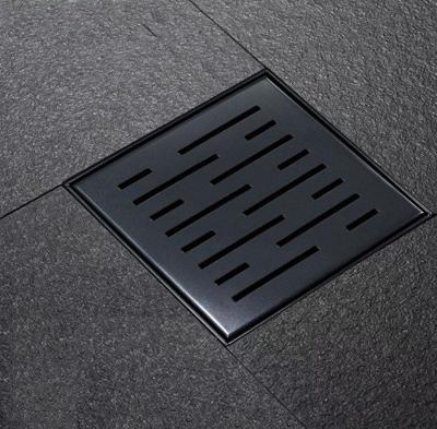 Wiesbaden doucheput met flens en zijafvoer 20x20 cm zwart mat