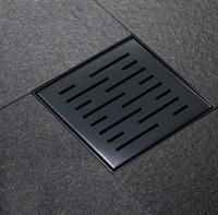 Wiesbaden doucheput met flens en zijafvoer 20x20 cm zwart mat