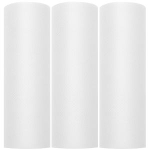 3x Hobby/decoratie witte tule stofjes op rol 15 cm x 9 meter
