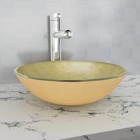 VidaXL Wasbak gehard glas 42 cm goud