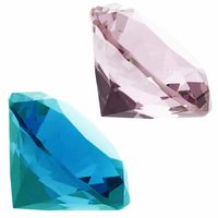 Nep edelstenen/diamanten van glas 5 cm doorsnede roze en blauw